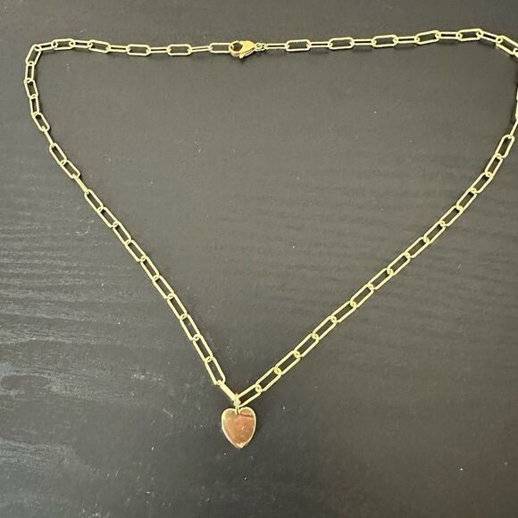 💼❤️Beautiful and Sweet Paperclip Chain with Heart Necklace Gold Plated - Picture 6 of 6